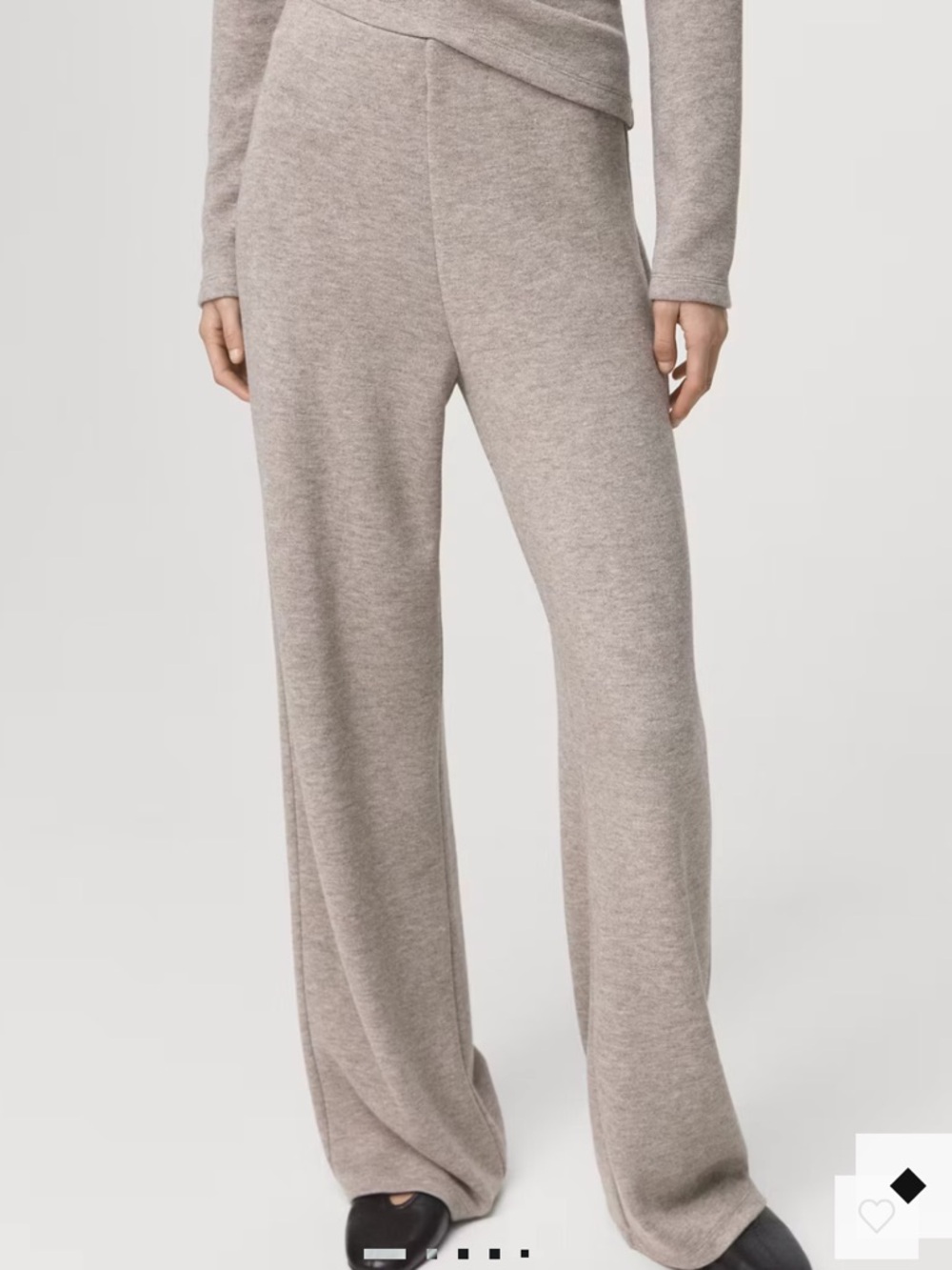 Mango Taupe Wide-Leg Knit Pants STRAIGHT-FIT PANTS WITH ELASTIC WAIST 1274